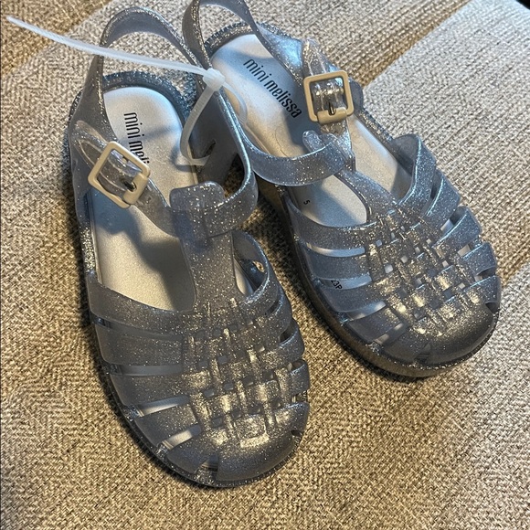 Mini Melissa Other - Mini Melissa Glittery Silver Kids Sandals